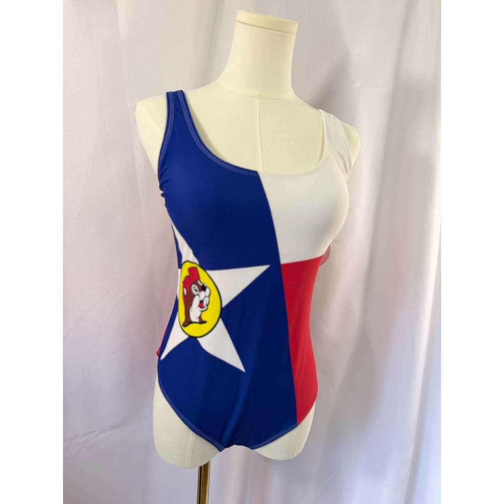 Bucees Texas Flag Colorblock One Piece Swimsuit Red White Blue NWT‎ 2XL high cut